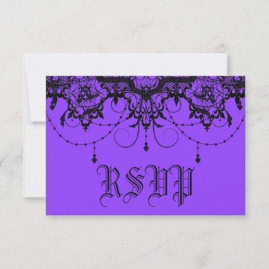 Victoriaans spin Paars Halloween Rsvp Kaartje (Voorkant)