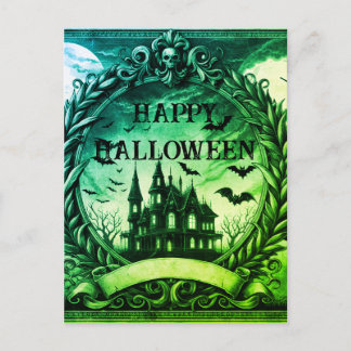 Victoriaans spookhuis gothic Happy Halloween Feestdagenkaart