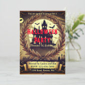 Victoriaans spookhuis Halloween-feest Kaart (Staand voorkant)