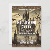 Victoriaans  spookhuis Halloween Party Kaart (Voorkant)