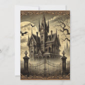 Victoriaans  spookhuis Halloween Party Kaart (Achterkant)