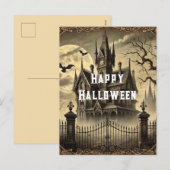 Victoriaans  spookhuis Happy Halloween Feestdagenkaart (Voorkant / Achterkant)