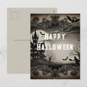 Victoriaans spookhuis Happy Halloween Feestdagenkaart (Voorkant / Achterkant)