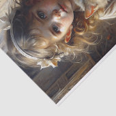 Victoriaans sproeten meisje met kitten decoupage tissuepapier (Detail)