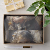 Victoriaans sproeten meisje met kitten decoupage tissuepapier (Geschenk)