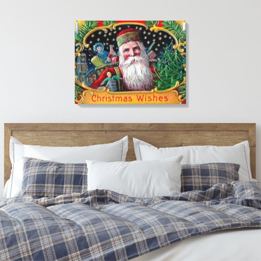Victoriaans St. Nick met gouden sterren en speelgo Canvas Afdruk (Insitu (Slaapkamer))