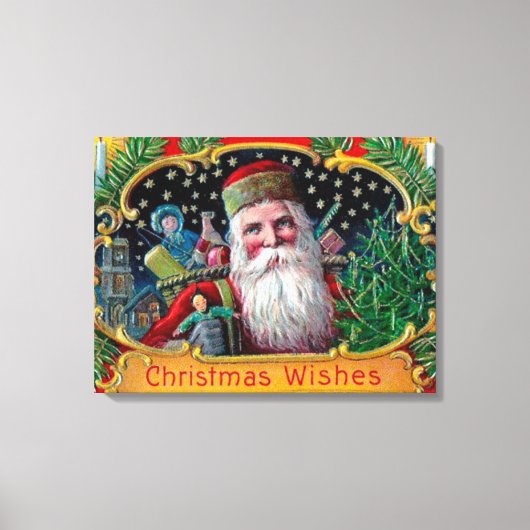 Victoriaans St. Nick met gouden sterren en speelgo Canvas Afdruk (Voorkant)