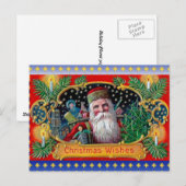 Victoriaans St. Nick met gouden sterren en speelgo Feestdagenkaart (Voorkant / Achterkant)