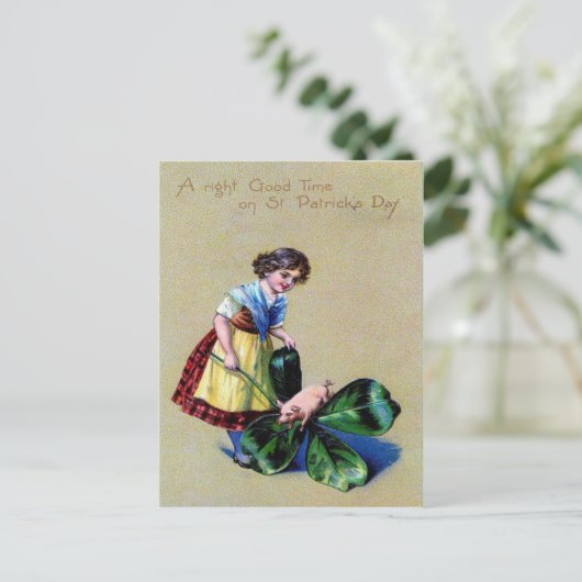 Victoriaans St. Patrick's Day Briefkaart (Staand voorkant)