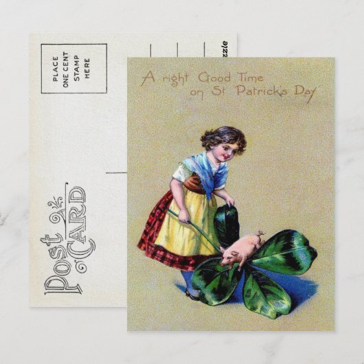 Victoriaans St. Patrick's Day Briefkaart (Voorkant / Achterkant)