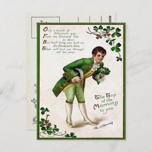 Victoriaans St. Patrick's Day Briefkaart (Voorkant / Achterkant)