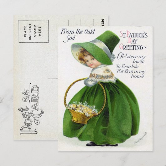 Victoriaans St. Patrick's Day Briefkaart (Voorkant / Achterkant)