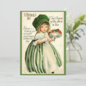 Victoriaans St. Patrick's Day Meisje Aangepaste Vi Feestdagenkaart (Staand voorkant)