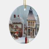 Victoriaans stad met kerstmis keramisch ornament (Rechts)