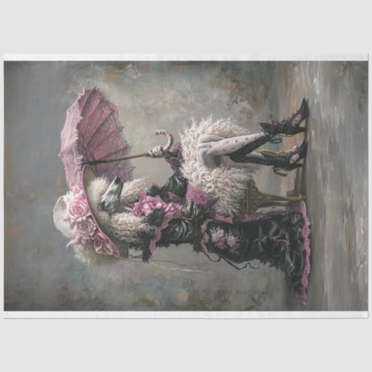 Victoriaans Standaard poedeldecoupage Tissuepapier (Voorkant)