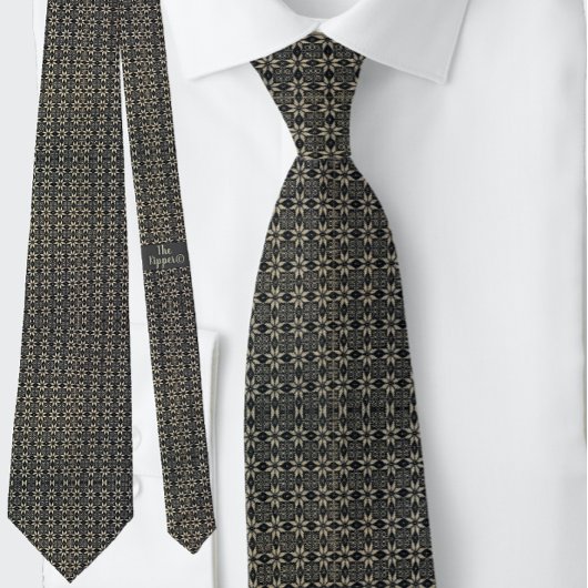 Victoriaans Star Motifs Zwart Bruin Stropdas