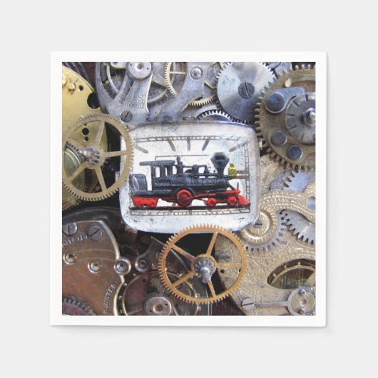 Victoriaans Steam Train Steampunk party dineren Servetten (Voorkant)