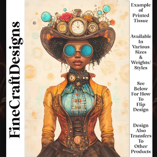 Victoriaans Steampunk Afro-Amerikaanse T9 Decoupag Tissuepapier