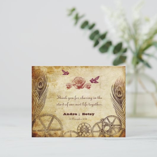 Victoriaans Steampunk Bedankt Briefkaart (Staand voorkant)