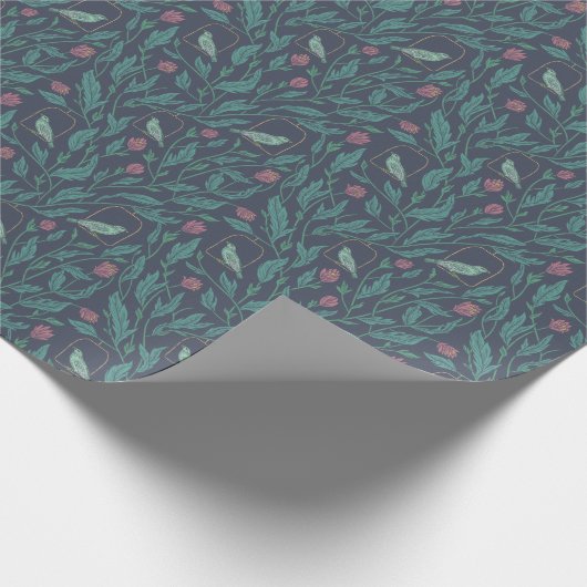 Victoriaans Steampunk  Bird in Garden Cadeaupapier (Hoek)