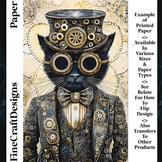 Victoriaans Steampunk Black Cat AB6 Scrapbook Papi (Creator heeft geüpload)
