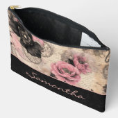 Victoriaans Steampunk Bloemen Roze en Zwart Fluwee Etui (Open)