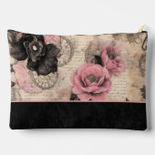 Victoriaans Steampunk Bloemen Roze en Zwart Fluwee Etui (Achterkant)