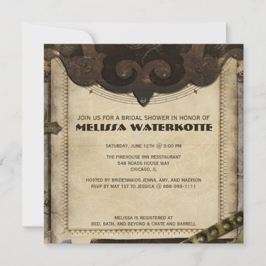 Victoriaans Steampunk Bridal Shower-uitnodiging Kaart (Voorkant)