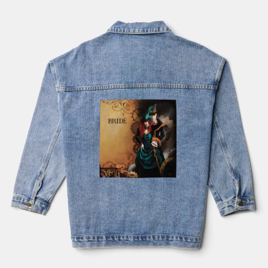 Victoriaans Steampunk bruiloft Denim Jacket (Achterkant)