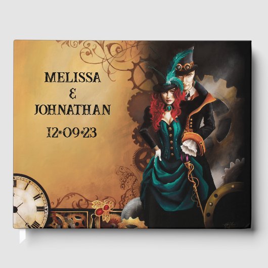 Victoriaans Steampunk bruiloft Gastenboek (Voorkant)