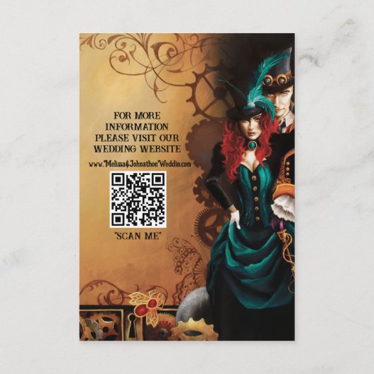 Victoriaans Steampunk bruiloft Informatiekaartje (Achterkant)