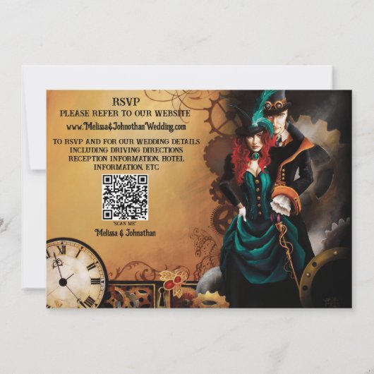 Victoriaans Steampunk bruiloft Kaart (Achterkant)