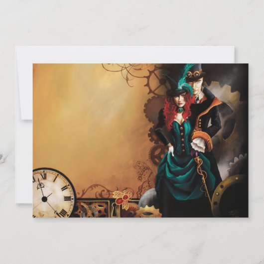 Victoriaans Steampunk bruiloft Kaart (Achterkant)