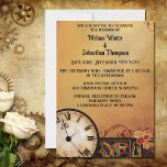 Victoriaans Steampunk bruiloft Kaart<br><div class="desc">Steampunk koppel allemaal verkleed in hun Victoriaans fijnste,  Klok en klok tandwielen.</div>