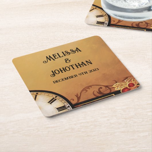Victoriaans Steampunk bruiloft Kartonnen Onderzetters (Schuin)