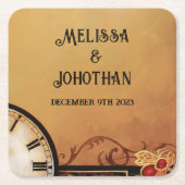 Victoriaans Steampunk bruiloft Kartonnen Onderzetters (Voorkant)