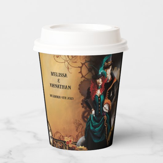 Victoriaans Steampunk bruiloft Papieren Bekers (Voorkant)