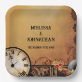 Victoriaans Steampunk bruiloft Papieren Bordje (Voorkant)