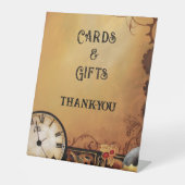 Victoriaans Steampunk bruiloft Reclamebord Met Voetstuk (Voorkant)