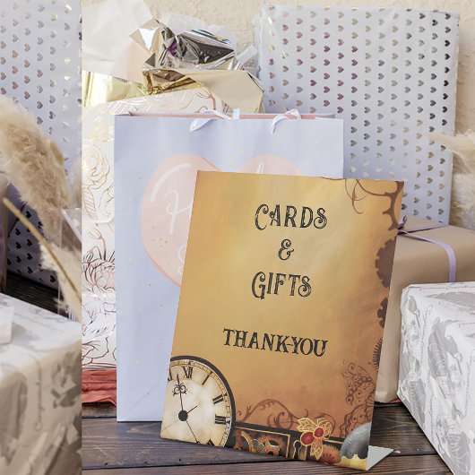 Victoriaans Steampunk bruiloft Reclamebord Met Voetstuk