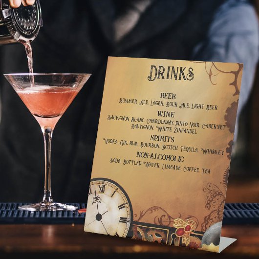 Victoriaans Steampunk bruiloft Reclamebord Met Voetstuk