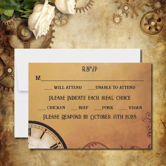 Victoriaans Steampunk bruiloft RSVP Kaartje