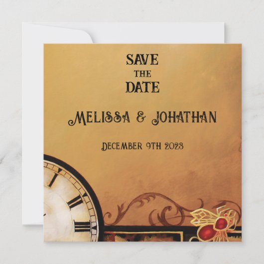 Victoriaans Steampunk bruiloft Save The Date (Voorkant)