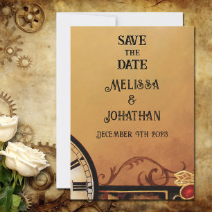 Victoriaans Steampunk bruiloft Save The Date