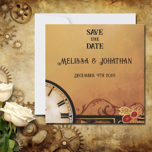 Victoriaans Steampunk bruiloft Save The Date