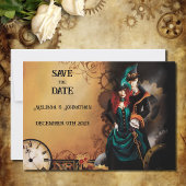 Victoriaans Steampunk bruiloft Save The Date