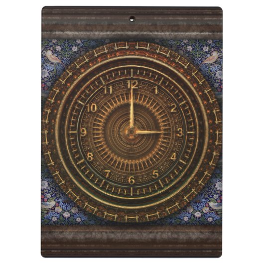 Victoriaans Steampunk bruine blauwe klok Klembord (Achterkant)