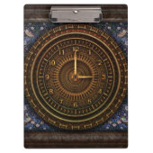 Victoriaans Steampunk bruine blauwe klok Klembord (Voorkant)