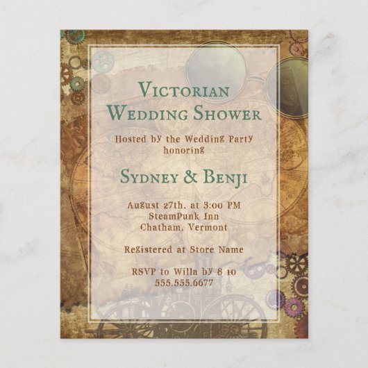 Victoriaans Steampunk Budget Shower-uitnodigingen Flyer (Voorkant)