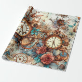 Victoriaans steampunk cadeaupapier (Uitgerold)